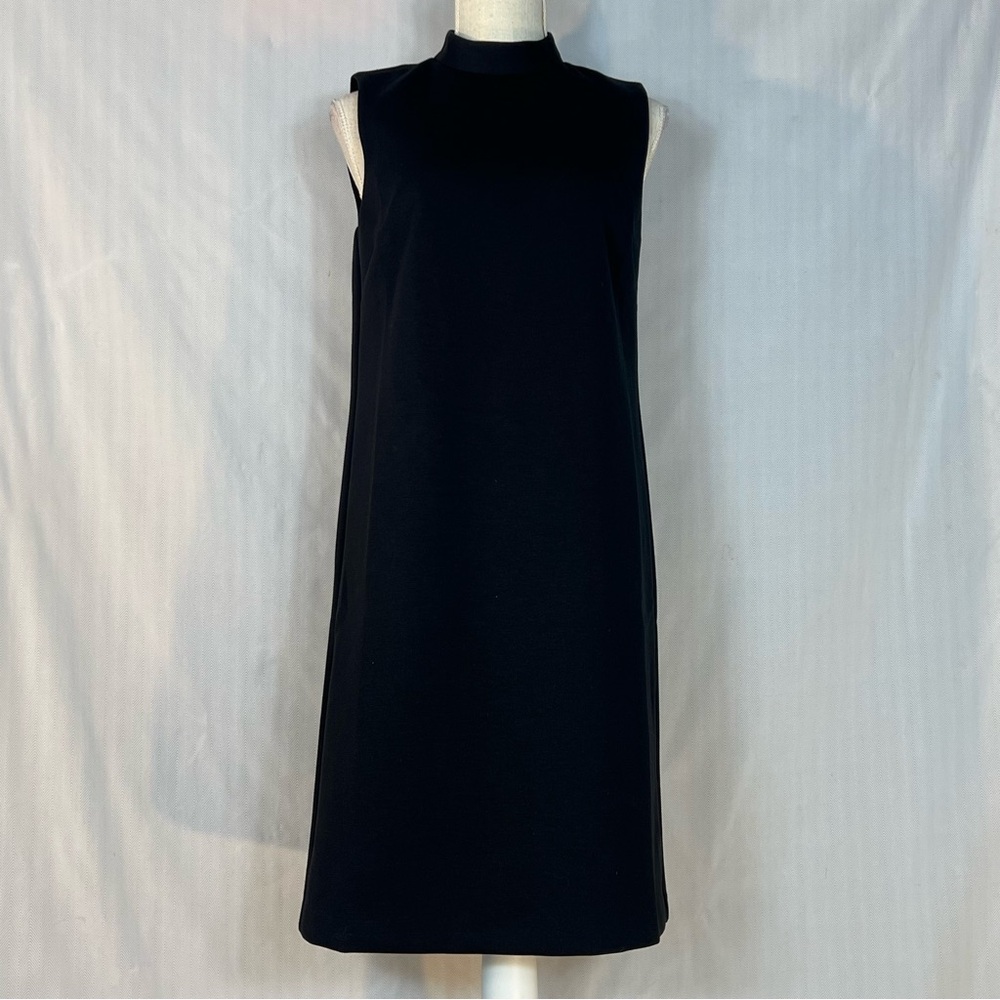 Ann Taylor Dress The Mock Neck Shift Black Double Knit Sleeveless EUC 4 - Picture 2 of 7